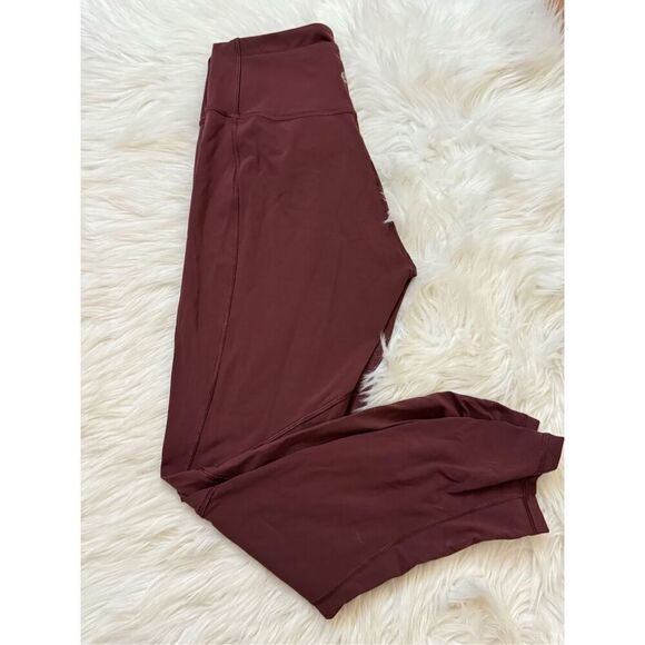 Lululemon Ruched Leg Workout Tight Leggings Wine 8 - Picture 2 of 5